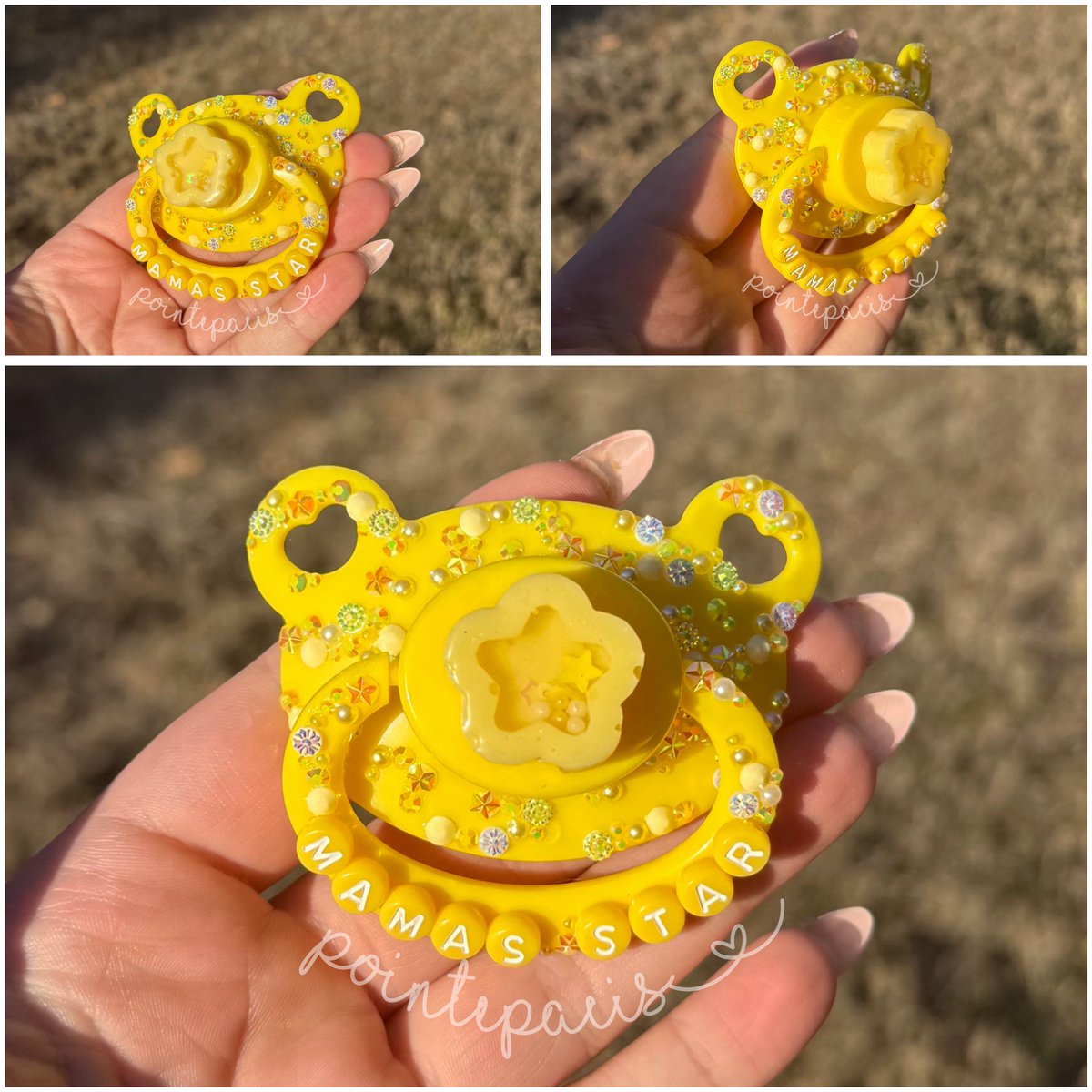 Pointe_pacis's tweet photo. Mama’s Star paci! Available for $35 plus ship! Must be 18+ due to base!

(On hold, but can still backup claim)

#ageretwt #agereshop #pacishop #ageregression #littlespace https://t.co/L8EPHqlmwe