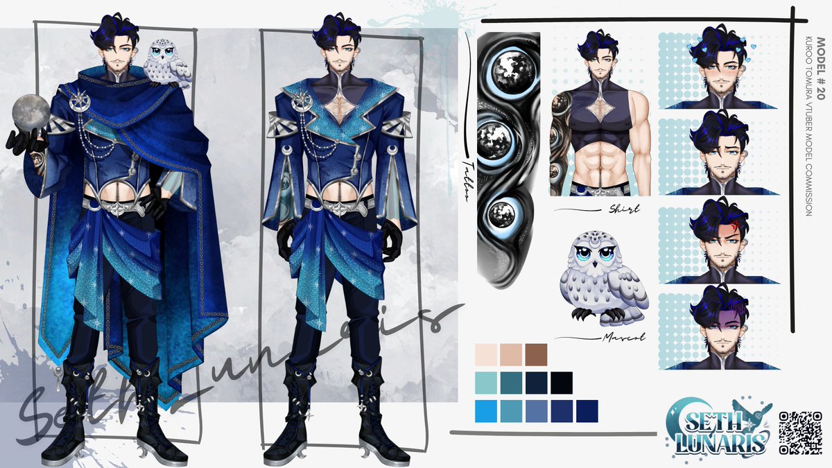 VTUBER MODEL (FULL BODY ART)  COMMISSION for:
<a href="/SethLunaris/">SethLunaris 🌘💙 | Rebrand 2026</a> 🌘      

Thank you for commissioning me!   

check out my services⤵️

vgen.co/kurootomura        

(retweets are greatly appreciated)💙💙💙
*please do not use my work for AI*

#Vtuber#Live2D