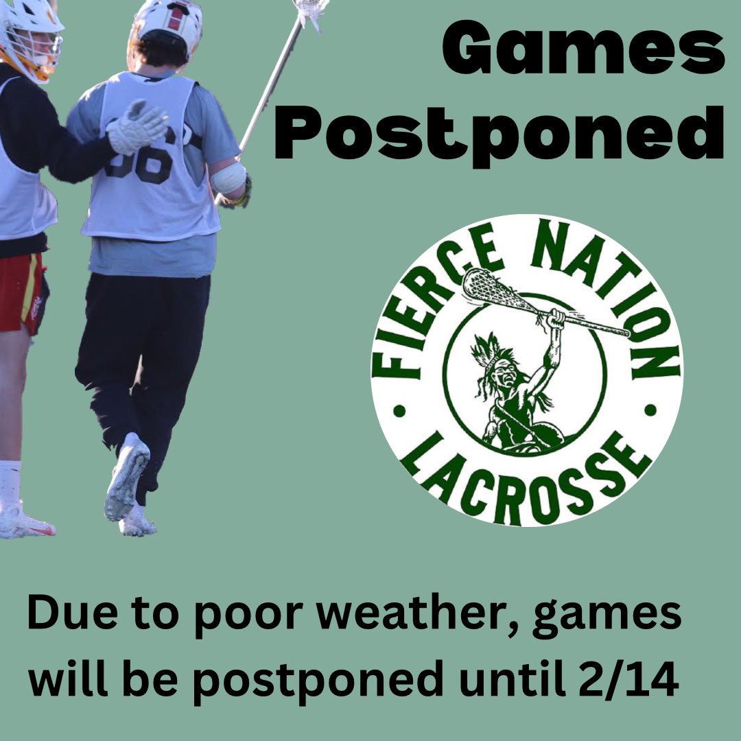 Due to weather and field conditions games have been postponed until 2/14. Any updates will be sent over email