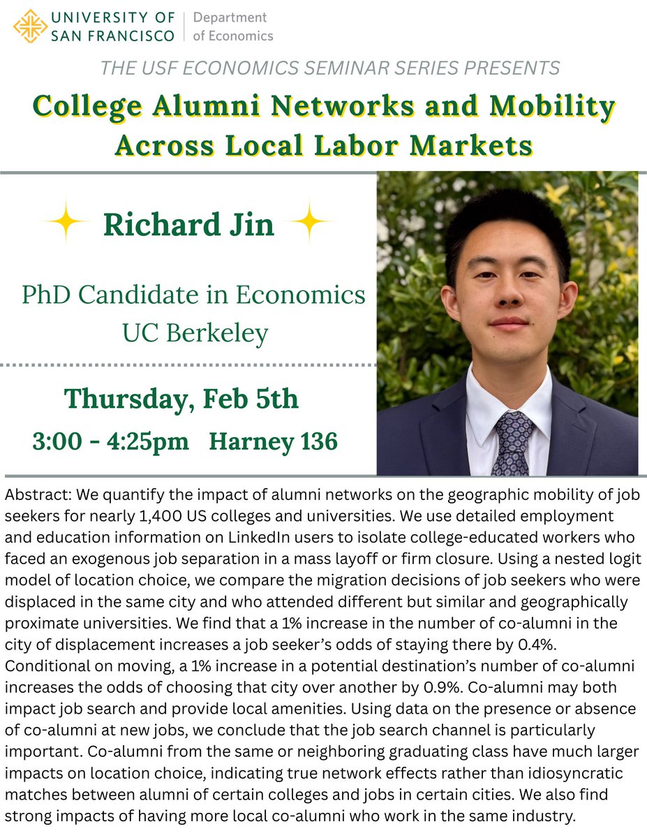 University of San Francisco Economics Department tweet media