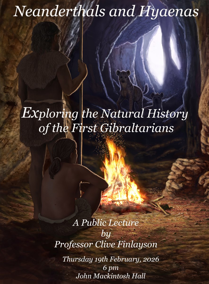 📢 Public Lecture: “Neanderthals &amp; Hyaenas: Exploring the Natural History of the First Gibraltarians”

A public lecture by Prof <a href="/CliveFinlayson/">Clive Finlayson</a> exploring the relationship between Neanderthals and hyaenas.

🎟️ Free event. Book here:
👉 eventbrite.co.uk/e/public-lectu…