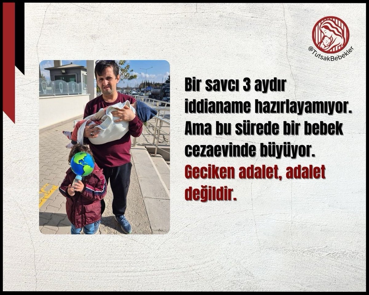 Bir savcı 3 aydır iddianame hazırlayamıyor. Ama bu sürede bir bebek cezaevinde büyüyor. Geciken adalet, adalet değildir.

BebekliAnne MerveSaydan
#BJKvKS #UzakŞehir pazartesi
#UnvMemTayinVerilsin #AltimiraCimboma
#AmedsporYıkılmaz #GSvİST