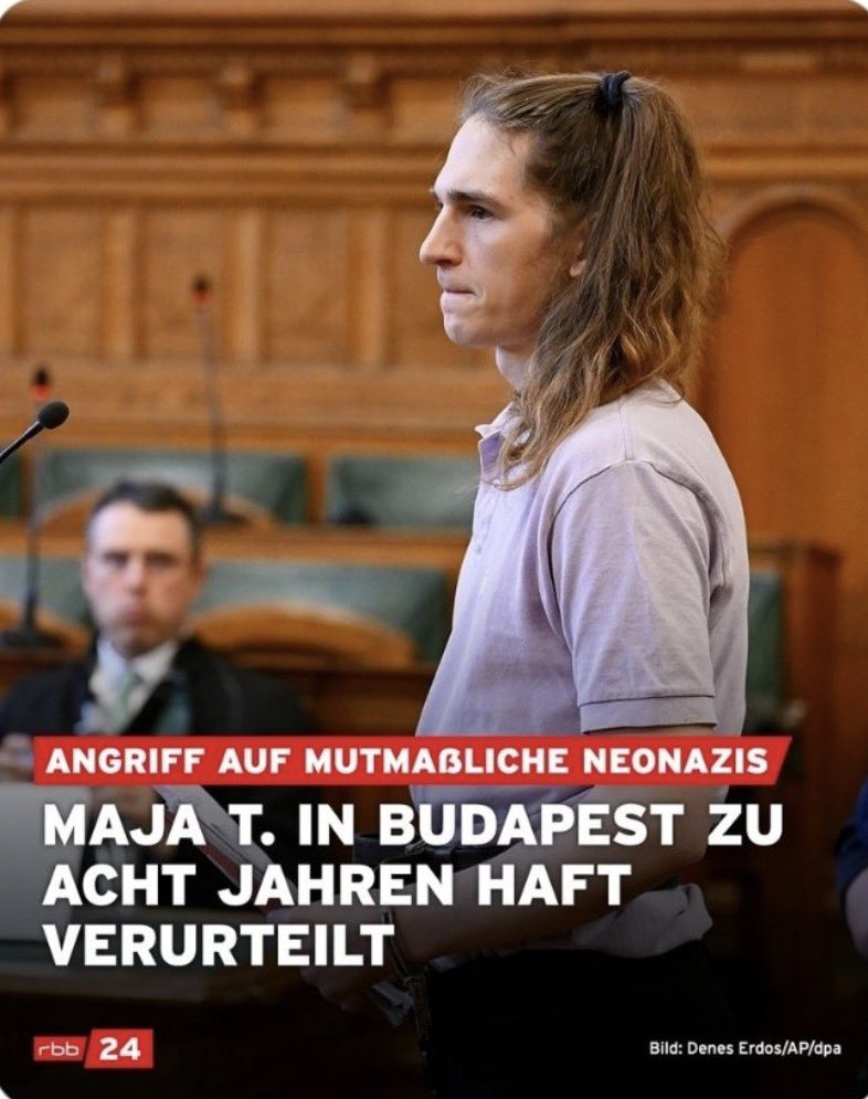 Georg_Pazderski's tweet photo. ENDLICH GERECHTIGKEIT❗️

Ungarisches Gericht verurteilt den Linksextremisten Maja T. alias Simeon T. zu 8 Jahren Gefängnis.

BRAVO, auf die ungarische Justiz ist Verlass.

DANKE❗️ https://t.co/kImmsyGcFs
