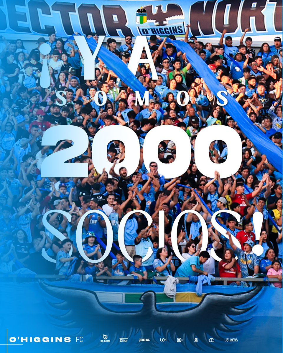 OHigginsoficial's tweet photo. 🇧🇼 ¡𝐒𝐎𝐌𝐎𝐒 2️⃣0️⃣0️⃣0️⃣ 𝐒𝐎𝐂𝐈𝐎𝐒 𝐂𝐄𝐋𝐄𝐒𝐓𝐄𝐒! 🇧🇼

👏🏻 ¡Vamos rápidamente aumentando la cantidad de Socios de nuestro amado O'Higgins de Rancagua!

¿Aún no te decides? ¡Qué esperas! ¡Hazte Socio Abonado o Socio General de nuestro club y aprovecha todos los beneficios! ✅

➡️ Ingresa a https://t.co/Zgq8g7RujF y súmate a la familia Celeste.

#VamosLaCeleste 🇧🇼