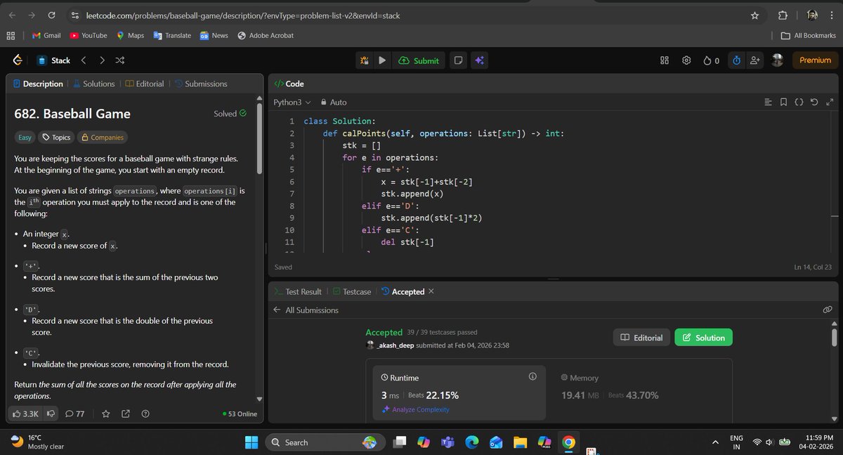 _deep_star's tweet photo. Hello All, I completed #Day764 of #365DaysofCode Challenge with @scaler_official
Question: Baseball Game
discord link: https://t.co/KZjzYqsRFf
#letsconnect #scalerdiscordcommunity #codewithscaler #365daysofcodescaler #365DaysofCode https://t.co/R2HhYo9ddk