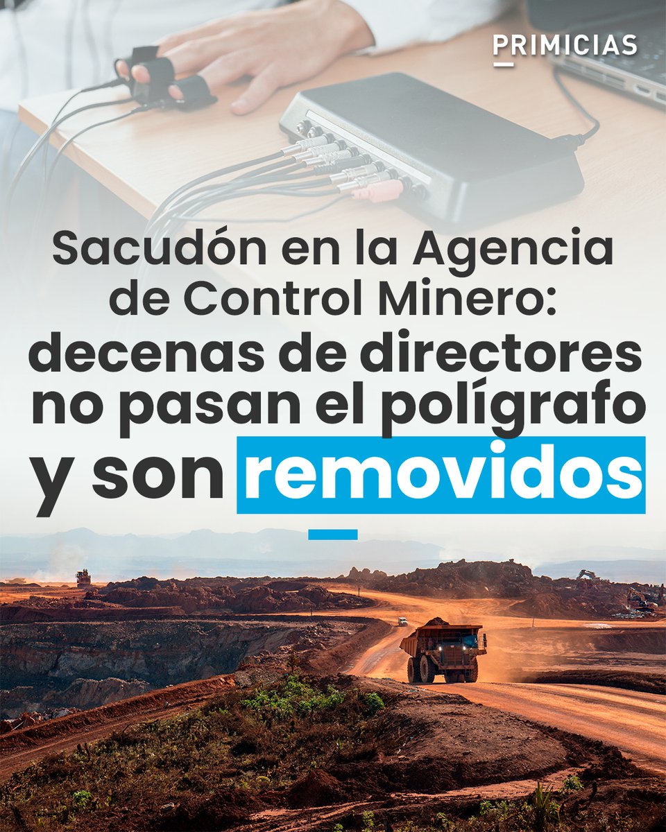 El Gobierno removió a directores y funcionarios del área minera tras alertas internas y luego de que no pasaron controles de confianza como el polígrafo. prim.ec/oiU750Y8WAc