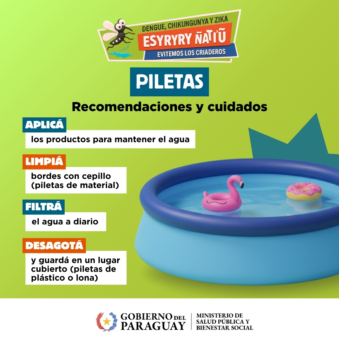 ¡Buen día! 🙋🏽‍♀️

🏊🏽‍♀️ Durante el verano, las piscinas se vuelven protagonistas del hogar; sin embargo, también pueden convertirse en criaderos.

🦟🚫 Por eso, es fundamental clorar el agua periódicamente para impedir la reproducción de mosquitos.

#SinCriaderos
