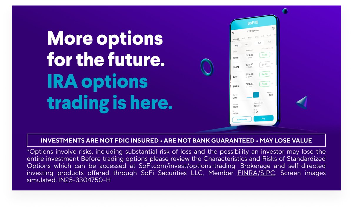 We’re making moves and giving SoFi members more options than ever! Options trading is now available in all self-directed SoFi IRA accounts.*

✔️ Enjoy tax-deferred growth. Profits on trading options in IRAs are sheltered from current taxes and can be reinvested and may grow on a