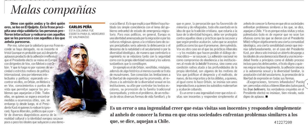 Las amistades de Kast en Europa: "Malas compañías" por Carlos Peña.