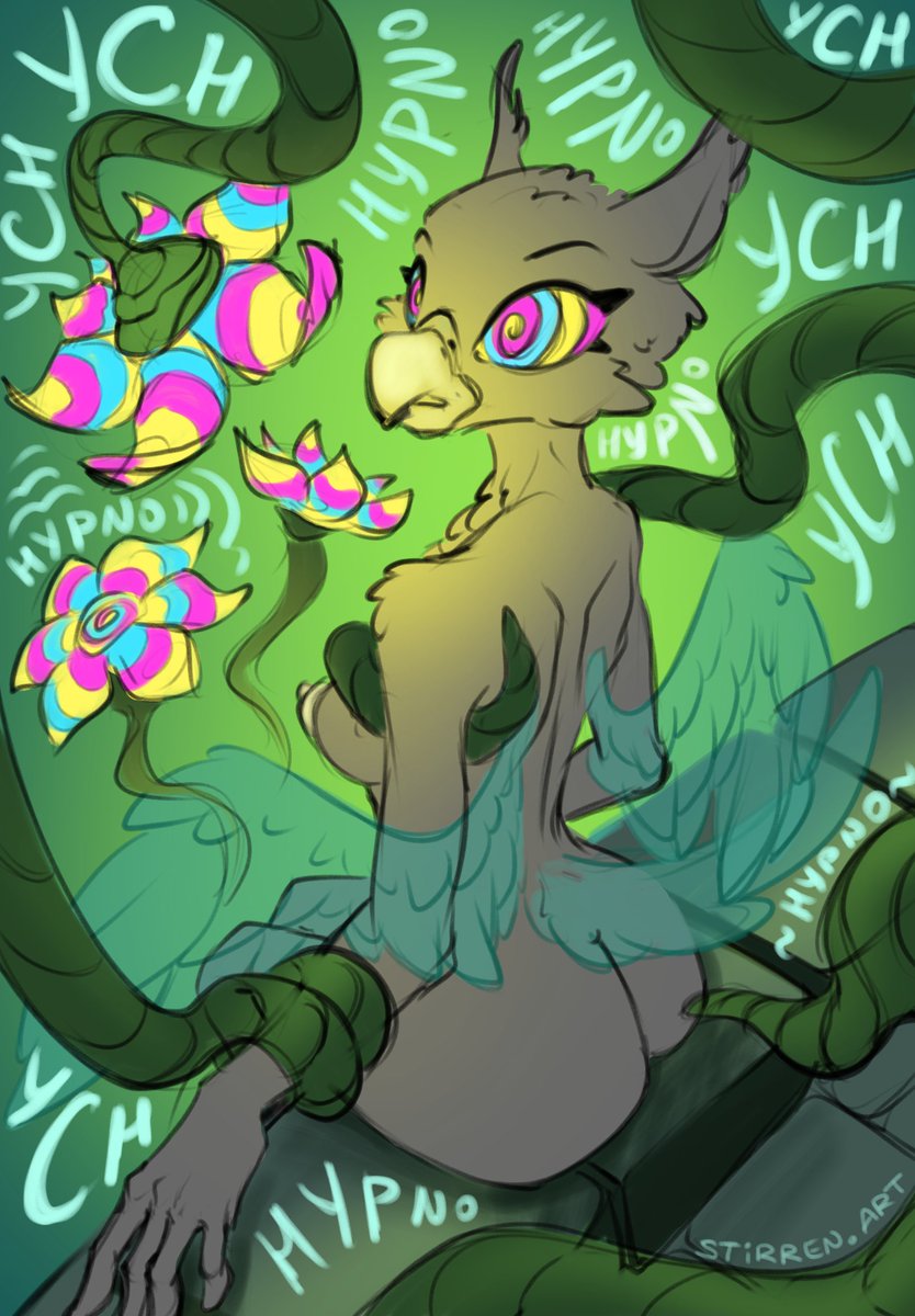 Hypnotic Vines YCH
SB: $80
Bid here: ych.art/auction/229604

#anthro #furryart #vines #hypnosis