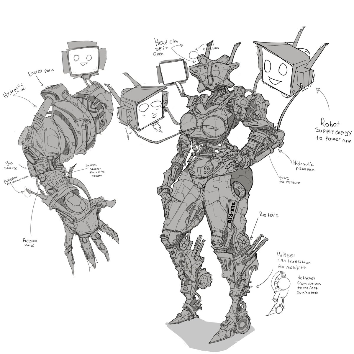 Comisión que me hizo el talentoso <a href="/Tonovz_art/">TonoVZ</a> de mi chica robótica ( se vendrá un nuevo rediseño? Tal vez una animación con ella?) como sea vayan a seguirlo hace un trabajo excelente