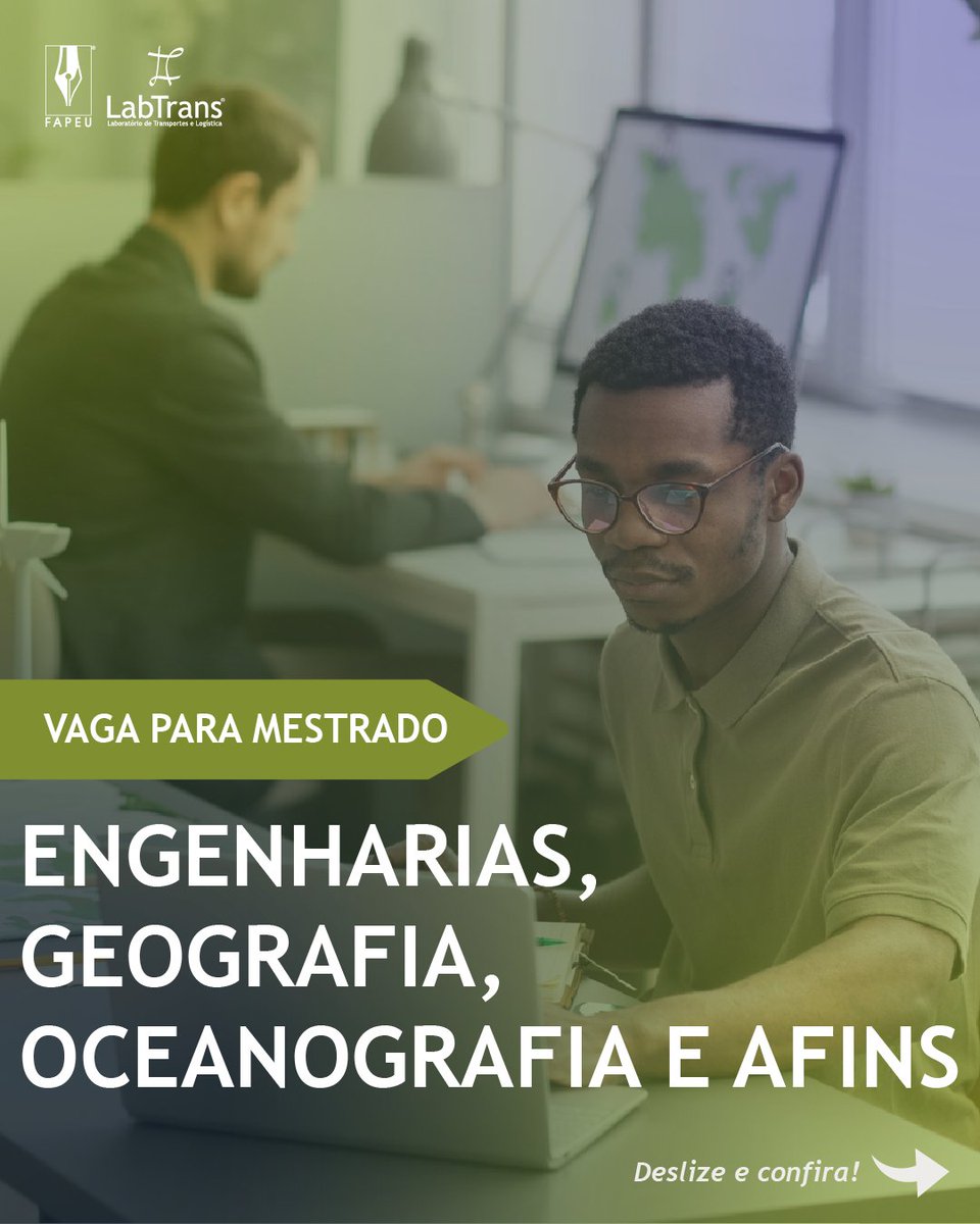 LabtransUFSC's tweet image. 🧭 Você é mestrando em Engenharias, Geografia, Oceanografia ou áreas afins? Essa oportunidade é pra você!

O LabTrans/UFSC está com uma nova vaga aberta para atuação na área ambiental! Se você tem interesse em desenvolver estudos voltados à análise e gestão ambiental no setor de…