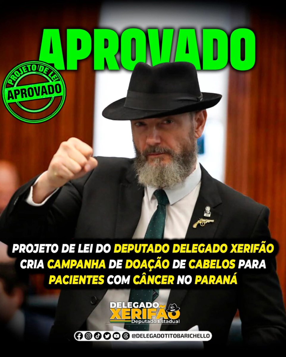 APROVADO✅️

O Projeto de Lei nº 265/2023, de minha autoria está em fase de apreciação pelo plenário da Assembleia Legislativa do Paraná e propõe a criação da Campanha de Conscientização e Incentivo à Doação de Cabelos para pessoas com alopecia decorrente do tratamento de
