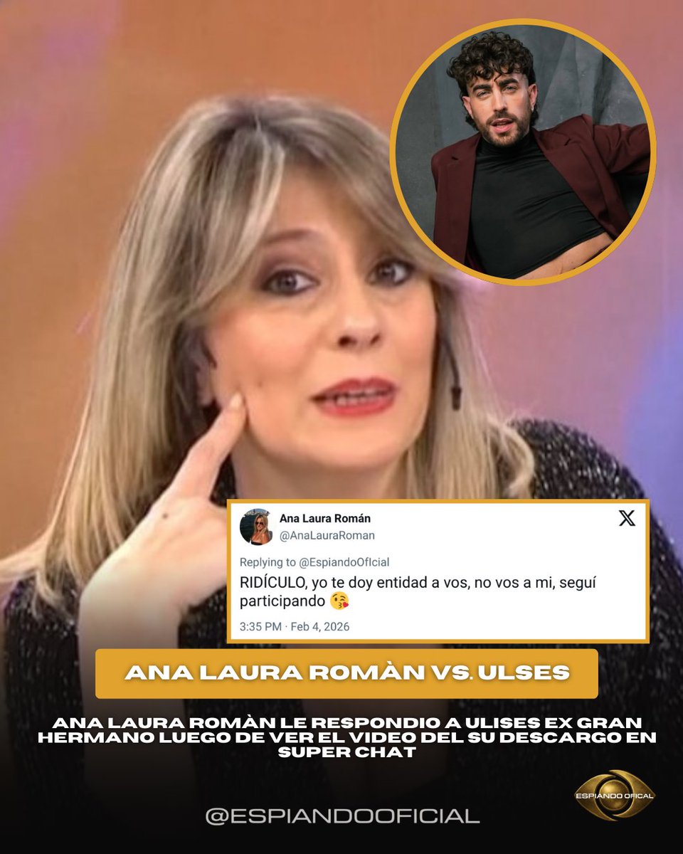 📌 Ana Laura Romàn le respondio a Ulises ex Gran Hermano luego de ver el video del su descargo en Super Chat

#GranHermano #LAM
