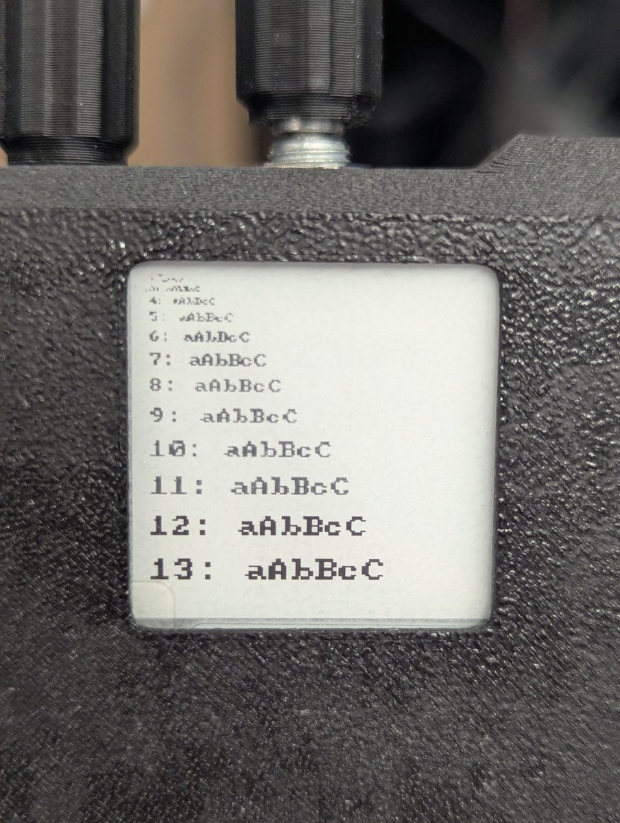 ArkosEng's tweet photo. Validated the circuitry for the epaper display (finally). Also had to write the font handling because the original library just had a placeholder. Took a couple hours of debugging to figure that one out! https://t.co/hDwtfMZqNt
