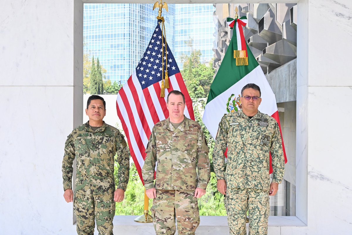 USNorthernCmd's tweet photo. Last month on January 13th, Brig. Gen. Steven Gorski, Director of Intelligence and Information for NORAD and #USNORTHCOM, traveled to Mexico City to meet leaders from Mexico’s Secretariat of National Defense (@Defensamx1 ) and Mexico’s Secretariat of the Navy (@SEMAR_mx). The leaders and their staff reviewed the accomplishments of the Information Sharing Board and went over planned activities for 2026. Additionally, they held discussions surrounding the World Cup 2026 information sharing center events, which will be hosted by the U.S., Mexico, and Canada.
This marked the first time Gen Gorski meets with the Defensa and Marina leaders since being assigned to his current position. This meeting focused on strengthening regional security under the principles of transparency, shared and differentiated responsibility, mutual trust, and respect for sovereignty and territorial integrity.
#friendsneighborspartners #bilateralrelationships #RegionalPartners #AmigosVecinosSocios #MásFuertesJuntos #RelacionesBilaterales @USEmbassyMEX