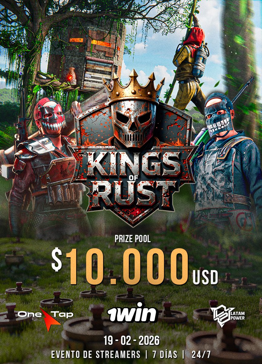 ¿Están listos para ser los reyes de Rust?
Nuevo evento de streamers en LATAM 🔥

💬 Coméntanos qué streamers te gustaría ver?

👑 KINGS OF RUST
📅 19 • 02 • 2026
💰 Prize Pool: $10,000 ᴜꜱᴅ
⏱️ 7 días | 24/7

Con el respaldo de 1win | One-Tap Agency | Latam Power