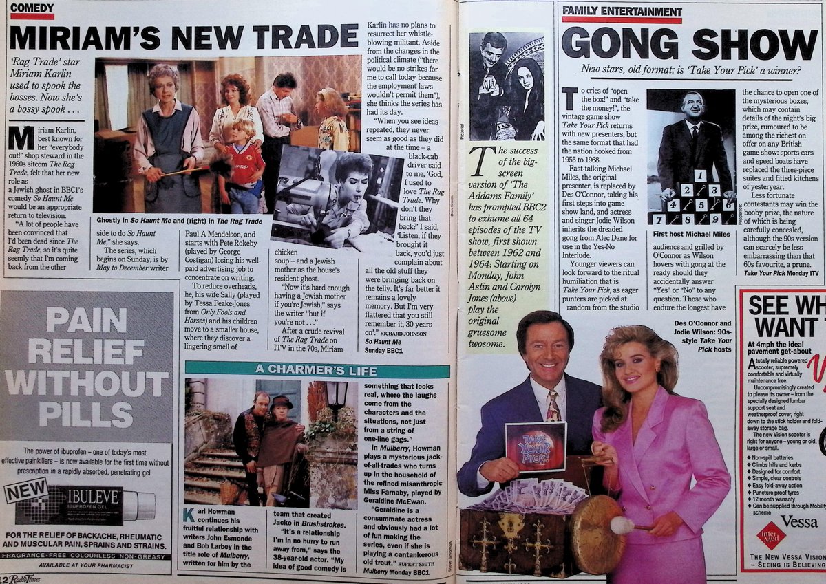 TvDidYouSee's tweet photo. #OnThisDay 24 February 1992 📺TV Listings
Derek cooks to impress in #CoronationStreet.
#DesOConnor hosts a revival of 1950s game show TAKE YOUR PICK.
#KarlHowman and #GeraldineMcEwan in new comedy MULBERRY.
#RayWinstone stars in drama UNDERBELLY, and #JohnBird with more EL CID. https://t.co/E5wgY9Mybq