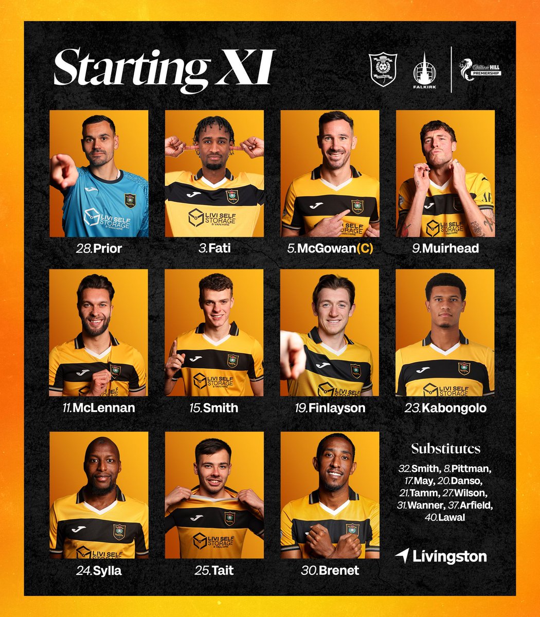 LiviFCOfficial's tweet image. Marvin Bartley’s first 𝐒𝐭𝐚𝐫𝐭𝐢𝐧𝐠 𝐗𝐈 for tonight’s William Hill Premiership clash with Falkirk.

💪🏻 Kabongolo starts
🫡 Arfield among the subs
🙌🏻 Sylla back in

🤝 @livingston_intl 

LIV v FAL | #LFCLive | #WilliamHillPrem