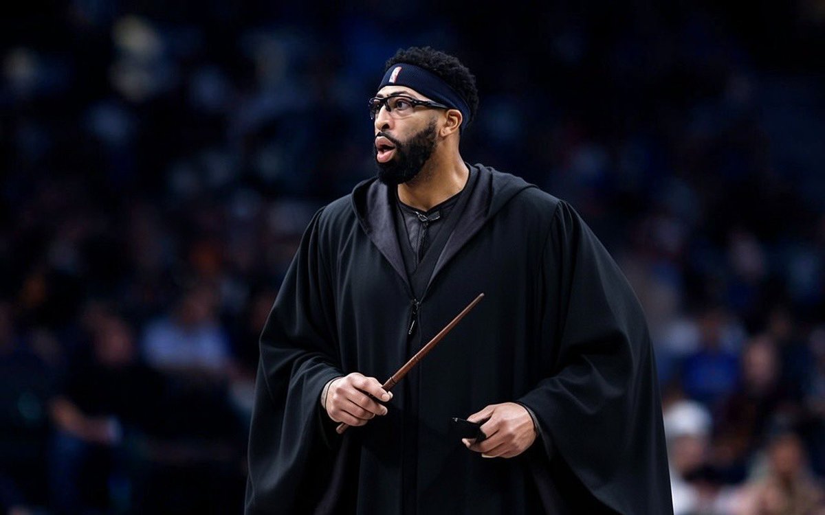 PardonMyTake's tweet image. First look at Anthony Davis as a Wizard