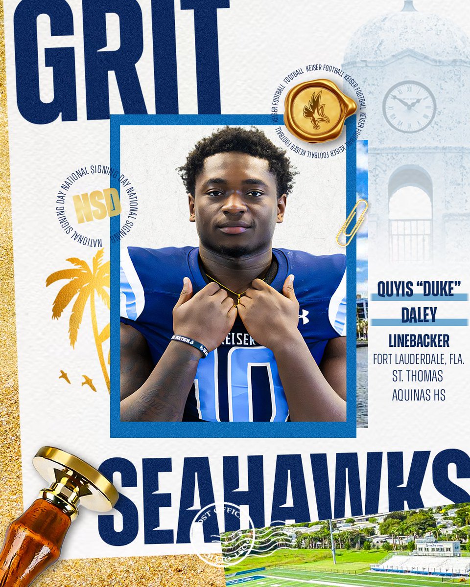 KeiserFootball's tweet image. Daley Double – Our second State Champ is here

Ladies and Gentlemen, our newest Seahawk, Quyis “Duke” Daley

#DefendTheBeach #GRIT #NSD2026 #SeahawkFast #2eahawk6