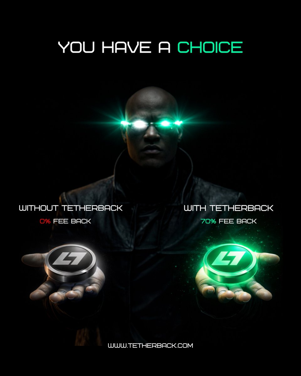 TetherBackcom's tweet photo. Which one do you choose? 👀

🟢 Choose #TetherBack — and you discover how much of your trading fees you can get back.

🔴 Choose Trade without us  — and nothing changes. You keep paying full fees.

👉More: https://t.co/pQ6m1dJqaA 

TetherBack - Earn cashback on every trade! 
#Crypto #Trading #CryptoMarket #Exchange #Bingx #Bitunix #Bitget #WEEX