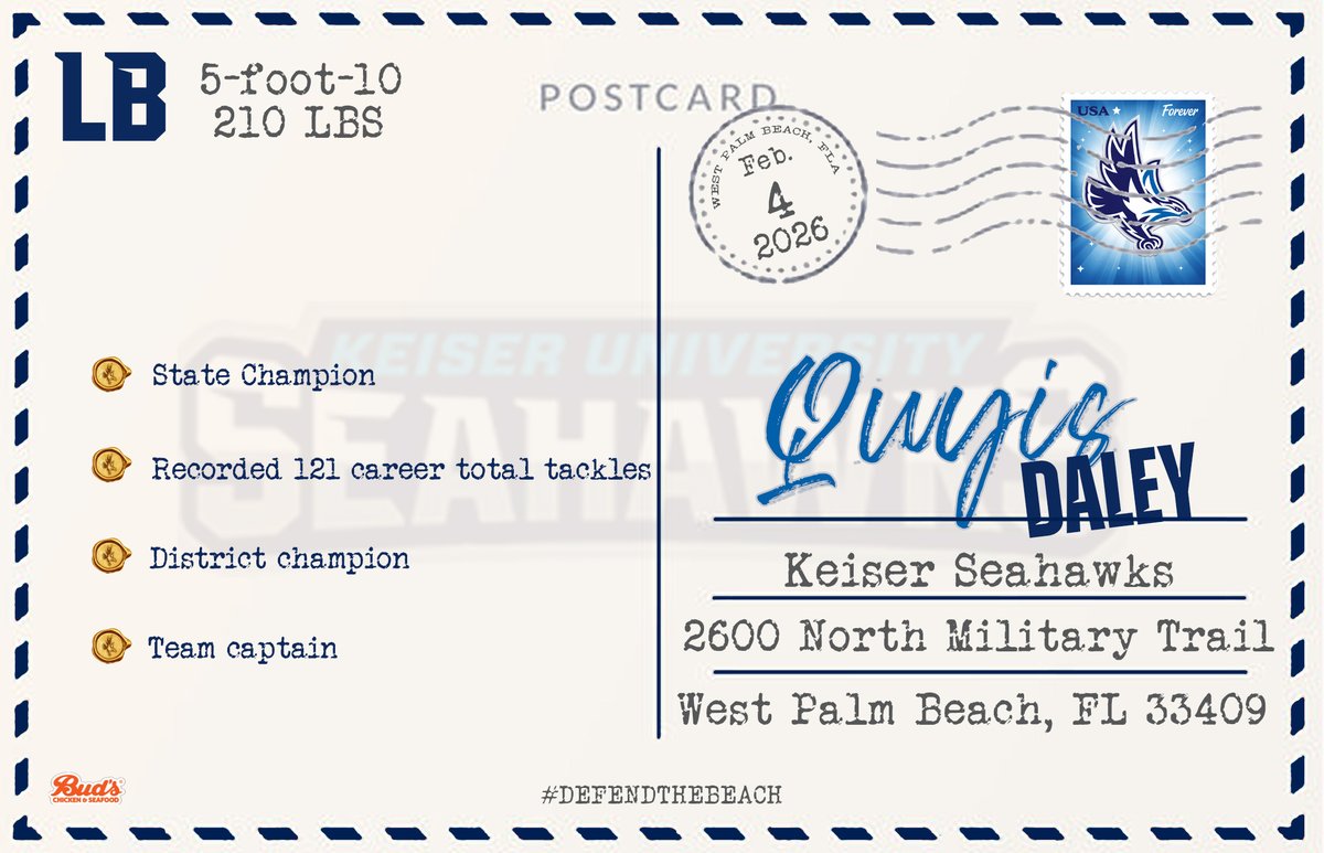 KeiserFootball's tweet image. Daley Double – Our second State Champ is here

Ladies and Gentlemen, our newest Seahawk, Quyis “Duke” Daley

#DefendTheBeach #GRIT #NSD2026 #SeahawkFast #2eahawk6