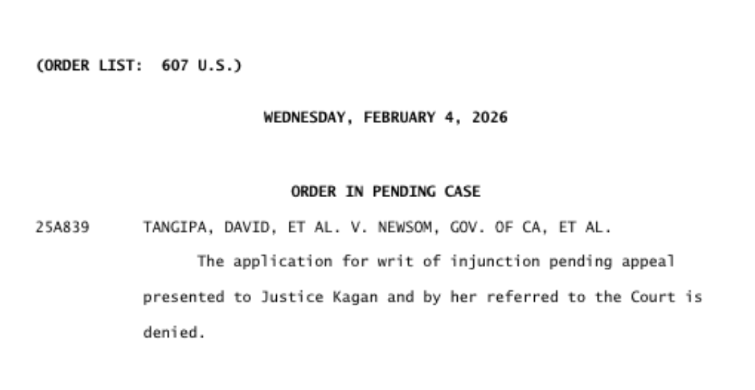 kyledcheney's tweet image. JUST IN: SCOTUS declines to take up challenge to Gov. Newsom's redistricting effort in California.