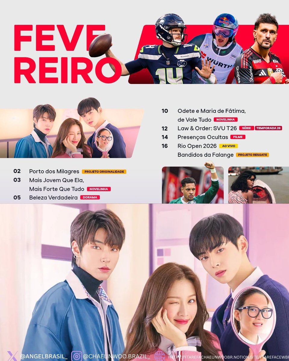 Angelbrasil_'s tweet photo. 📢 OPERAÇÃO BELEZA VERDADEIRA ESTARÁ NO GLOBOPLAY! 🇰🇷✨

A espera finalmente acabou, AROHAs e dorameiras! O fenômeno “Beleza Verdadeira” (True Beauty) acaba de chegar ao catálogo do Globoplay, consolidando a plataforma como um destino obrigatório para os fãs de produções asiáticas.

Baseado no aclamado webtoon de Yaongyi, o dorama acompanha a jornada de superação de Im Ju-kyung, que usa a maquiagem para enfrentar suas inseguranças. Mas o grande destaque, claro, é o nosso brilhante Cha Eun-woo no papel de Lee Su-ho.

📺 Por que esta estreia é tão importante?
Ver o Eun-woo em uma das maiores plataformas de streaming do Brasil não é apenas uma vitória para ele, mas para toda a Hallyu Wave. Su-ho é um dos personagens mais icônicos de sua carreira, e sua presença no #Globoplay ajuda a expandir ainda mais o reconhecimento do seu talento em terras brasileiras.

⚡A trama aborda temas essenciais como:
- Autoestima e amadurecimento
- Combate ao bullying
- A busca pela beleza real (além dos filtros)

⚡ NOSSA MISSÃO: ENGAJAMENTO TOTAL!
Para celebrarmos e garantirmos que o dorama seja um sucesso absoluto de audiência, convocamos todos vocês para uma ação especial de engajamento:

💙 POSTE SUA FOTO FAVORITA: Escolha aquele frame do Su-ho que derrete seu coração ou a cena favorita de Beleza Verdadeira e poste nos comentários desta publicação!

💬 COMPARTILHE SUA EXPERIÊNCIA: Use uma frase para contar como o Eun-woo te marcou nesse dorama.

📲 REPOSTE: Reposte este card no seu perfil com a frase: "Se preparem para se apaixonar: Cha Eun-woo em BELEZA VERDADEIRA!"

Não esqueça de usar nossas hashtags oficiais: #CHAEUNWOO #TRUEBEAUTY 

Vamos mostrar a força do fandom e colocar nosso "Face Genius" no topo dos mais assistidos! 🚀

#차은우 #ASTRO #チャウヌ #车银优 #ชาอึนอู #車銀優 #leedongmin #ftarefacewbr #Kpop #Music #love #kdrama #fanbase