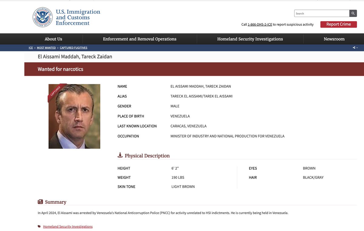 OJO Tareck El Aissami es requerido por la justicia de #EEUU está acusado de delitos graves, incluyendo violación de sanciones de la #OFAC y otros crímenes.
Fue arrestado en Caracas en abril de 2024. ¿Se atreverá Delcy Rodríguez a extraditarlo a #EEUU para ser juzgado en Nueva