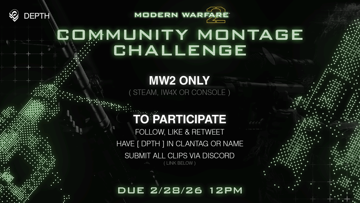 🚨Mw2 Community Montage Challenge🚨

Just wanting to give back to the community and give some people a purpose to get on the sticks and grind.

Looking for 4+ editors for this project, again I want to get some names out there so if you're interested DM me

To submit clips, send