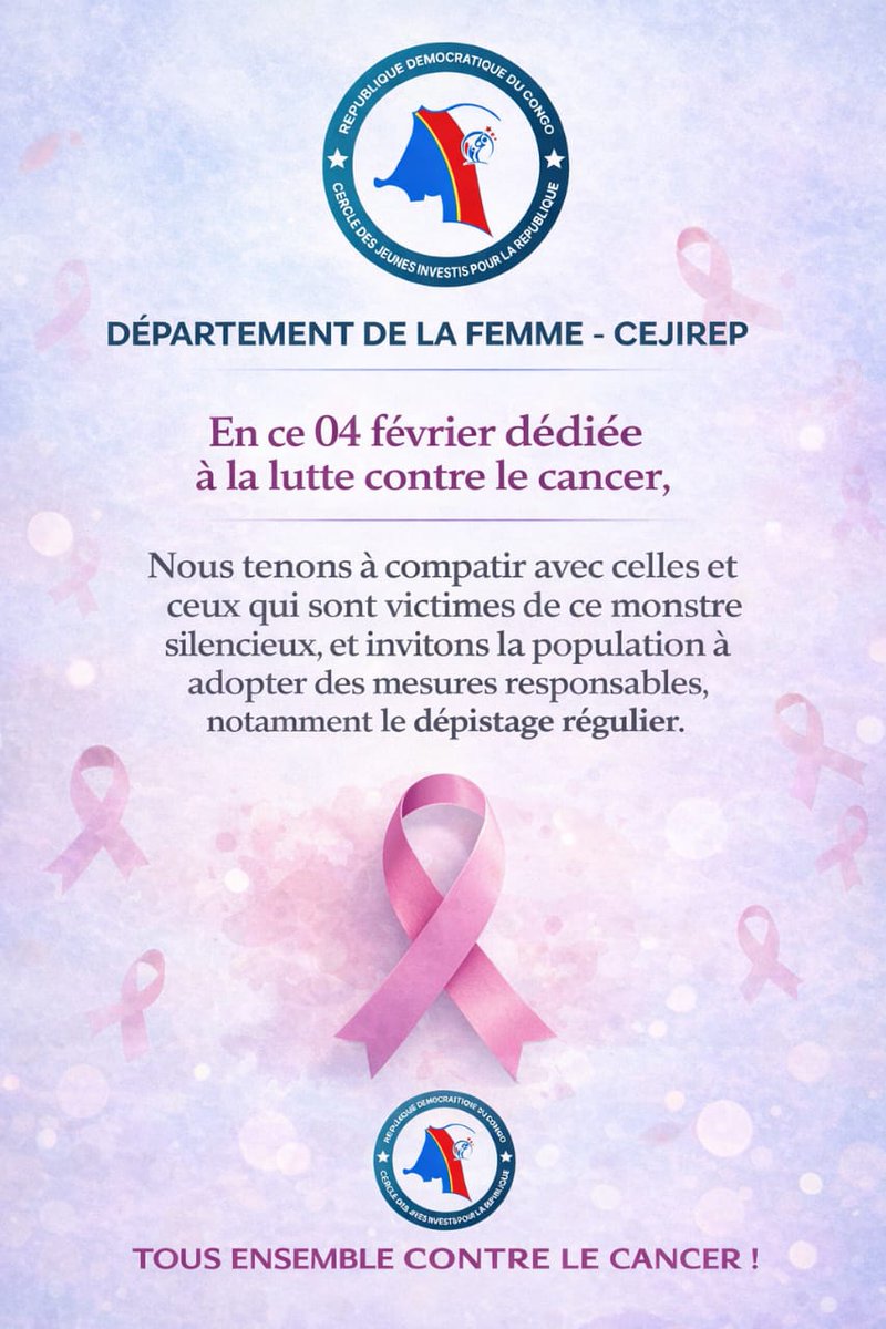 En ce 4 février, Journée Mondiale contre le Cancer, nos cœurs et nos esprits sont unis avec toutes celles et tous ceux qui affrontent ce défi, ce "monstre silencieux".

Ensemble, faisons de la prévention une priorité et offrons l'espoir d'un avenir plus sain.