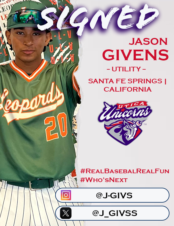 The Utica Unicorns of the USPBL are excited to announce the signing of utility player Jason Givens for the 2026 season. 

#RealBaseballRealFun
#WhosNext
