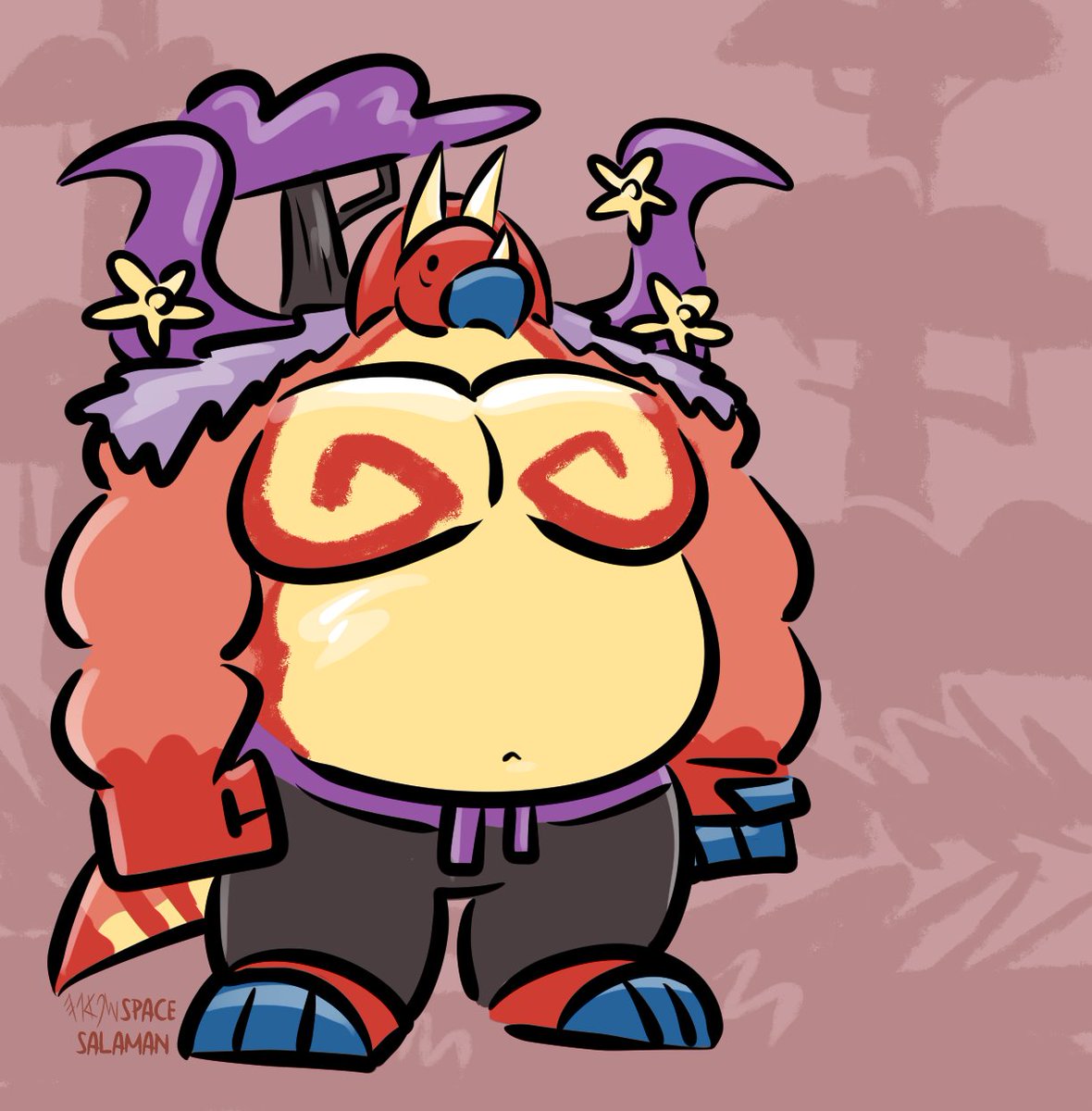 "And the world trailed behind him"
- thought it'll be fun if Tir has vegetation growing on his back, cause plant powers. 🦕🌳  #ocs #triceratops