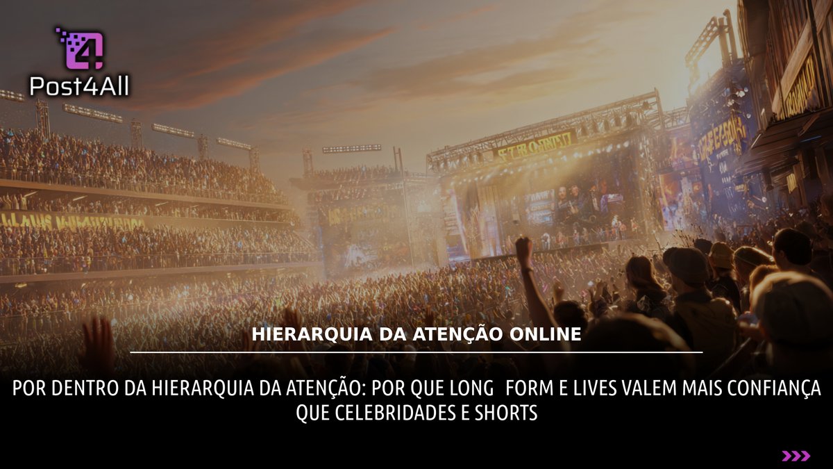 Post4All's tweet photo. Observo a hierarquia da atenção: shorts atraem olhos, long‑form conquista confiança e lives geram comunidade real. Priorize sentido, não só alcance. Curta e comente qual formato você usa mais. #marketingdigital #criacaodeconteudo #longform https://t.co/r5ao8dKFWN