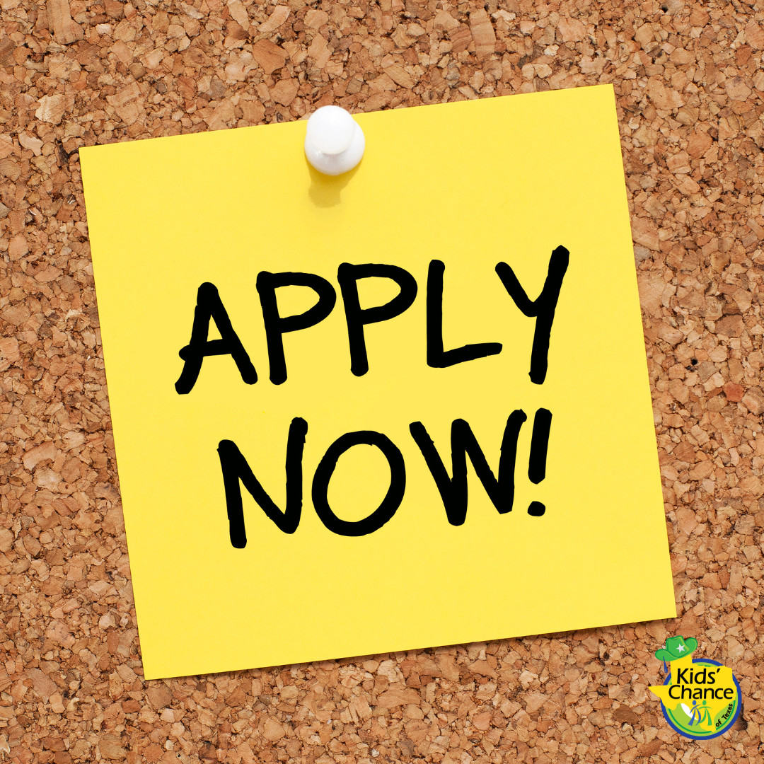 KidsChanceTX's tweet photo. 📢Applications for Fall 2026 scholarships are open!
If you know a student who may qualify, encourage them to apply at https://t.co/ytgkogry9P.
#KidsChance #KCTX #Scholarships https://t.co/TL0Xm2wRlD
