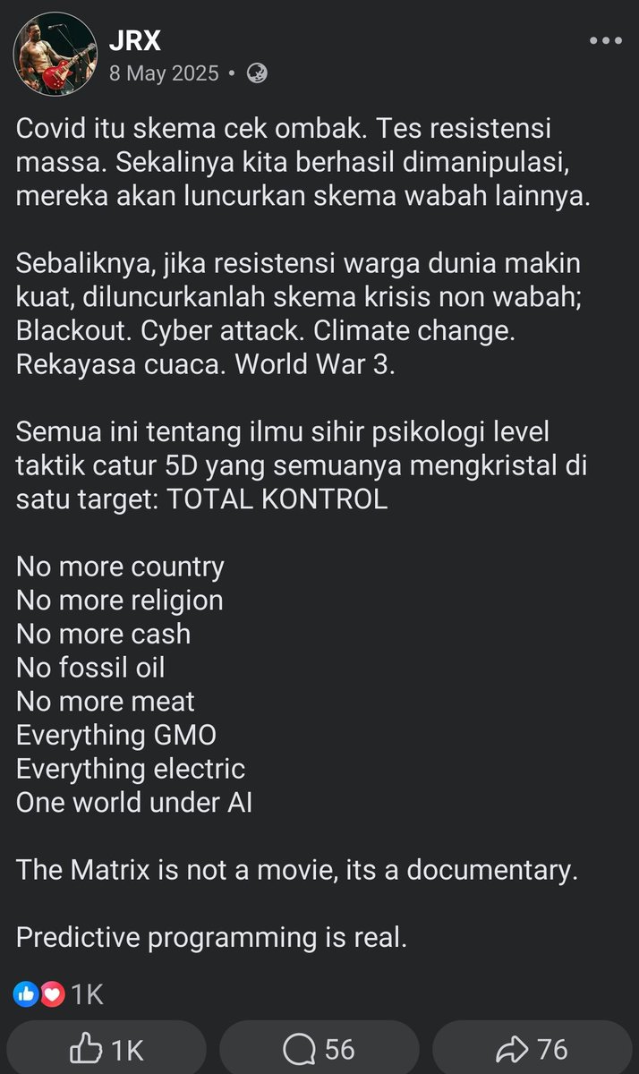 ScapeMini's tweet image. couldn't explain it any better than this

#Jerinx #JRX 

gua bukan fomo lho, dari dulu gua juga gak suka ama vaksin vaksin-an. kayak aneh se-forced itu

"cek ombak" 👏

they used it to check their power over rakyat, seberapa dominan mereka, dan sejauh mana rakyat dibodohi/kontrol