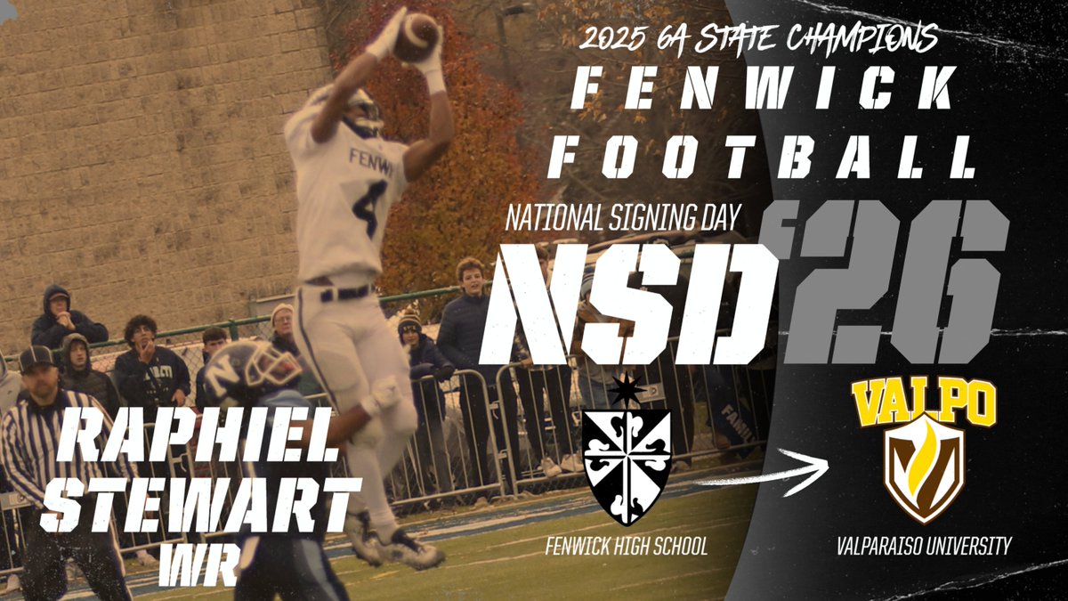 FenwickFB's tweet photo. Congrats to @raphielstewart7 who will be heading to the  Hoosier State to join the Valparaiso Beacons! Thank You for all that you have done for Friar Football and best of luck at the next level! #ForeverAFriar https://t.co/AFe1CP9npP