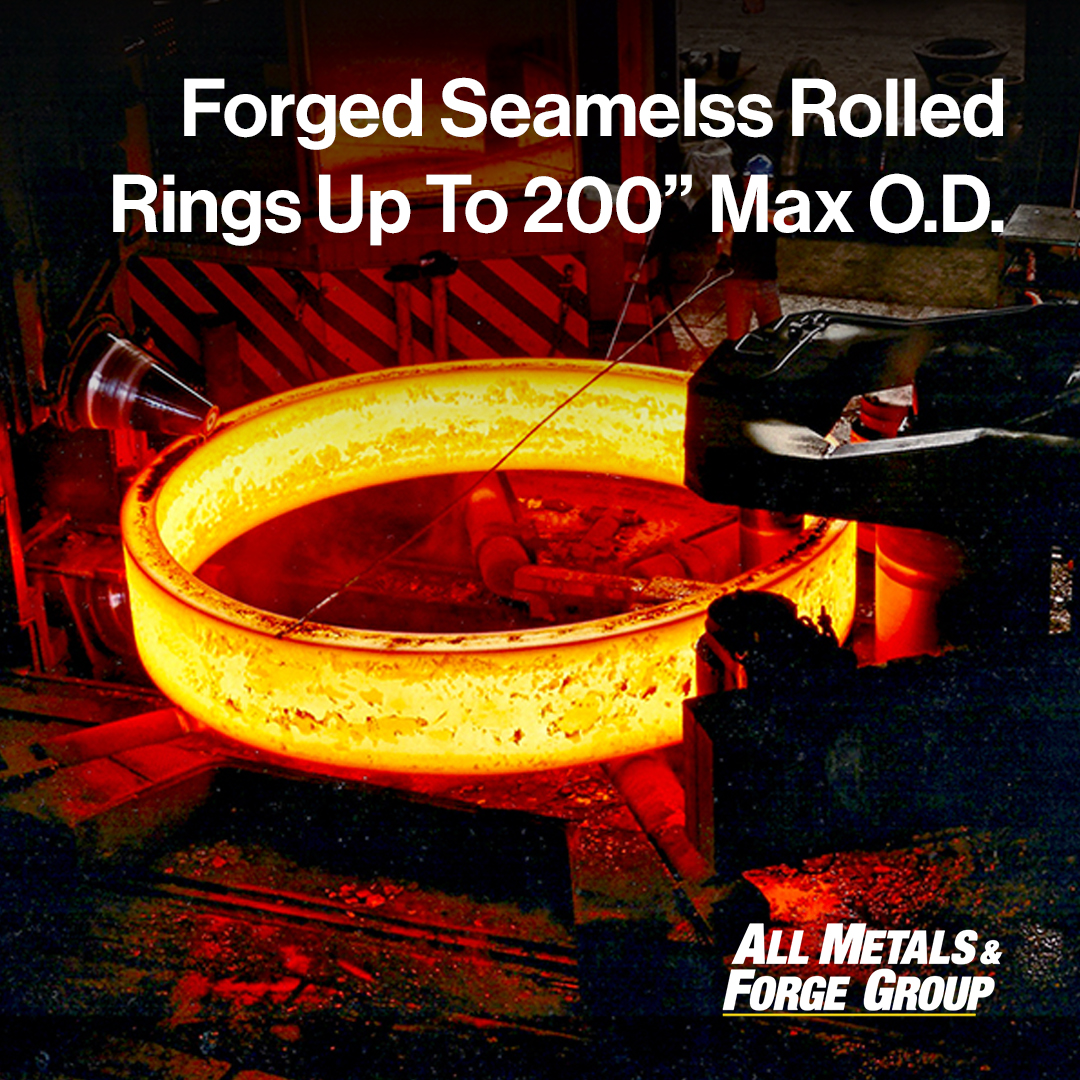 Allmetals_forge's tweet photo. We specialize in producing forged rings with diameters up to 200 inches for steel alloys and up to 80 inches for other metals. 

Save time and money on your next project by contacting one of our forging experts at sales@steelforge.com for a fast quote. https://t.co/PP203Kwlmy