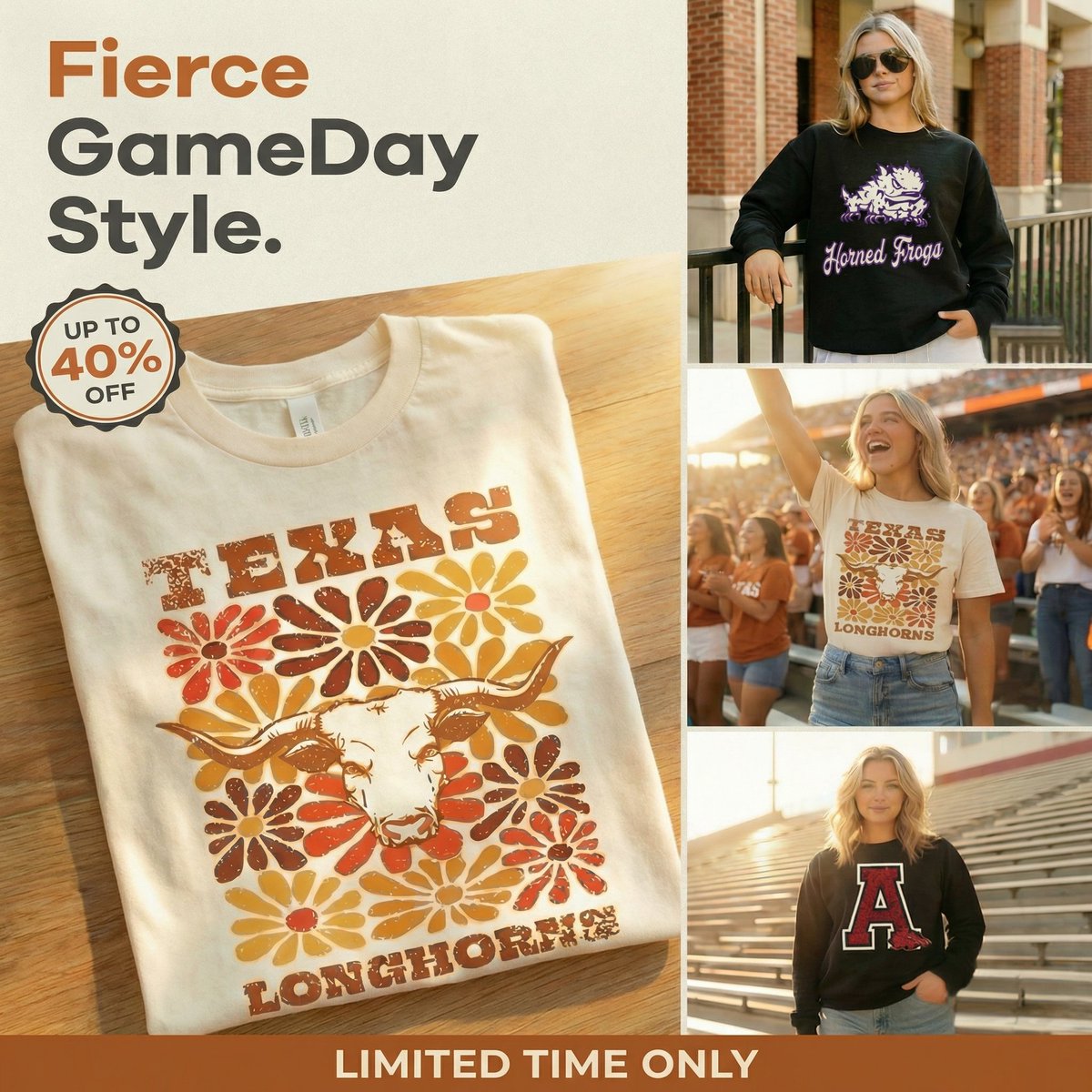 privalicious's tweet photo. Who says you can't be both impeccably chic and wildly passionate? Our iconic gameday apparel, blends effortless style with the raw, undeniable spirit of a true fan. We're more than just apparel; we're a statement for the true fan! Shop PR today for a limited time for 40% Off. https://t.co/lA1otZEbLq