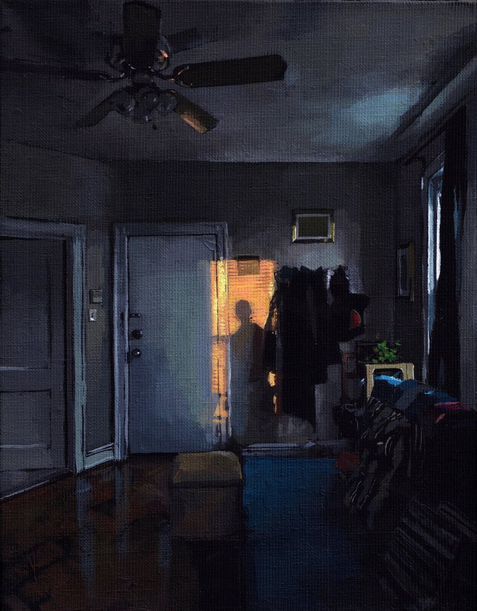 The light painted a silhouette , so I did the same 

Acrylic on canvas