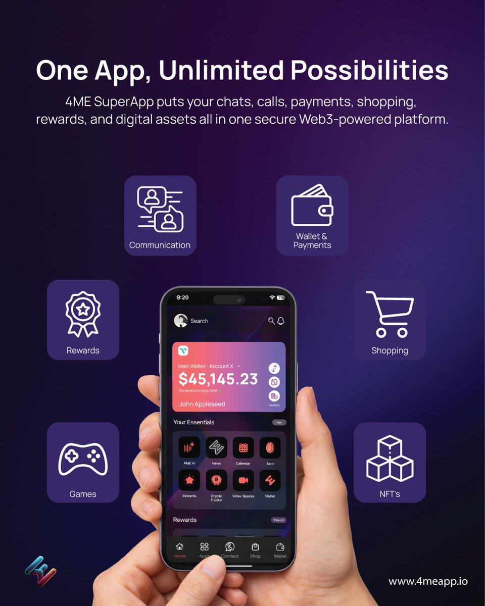 One app. Unlimited possibilities.
Chats, calls, payments, shopping, all in 4ME.

#4ME #SuperApp #DigitalLifestyle