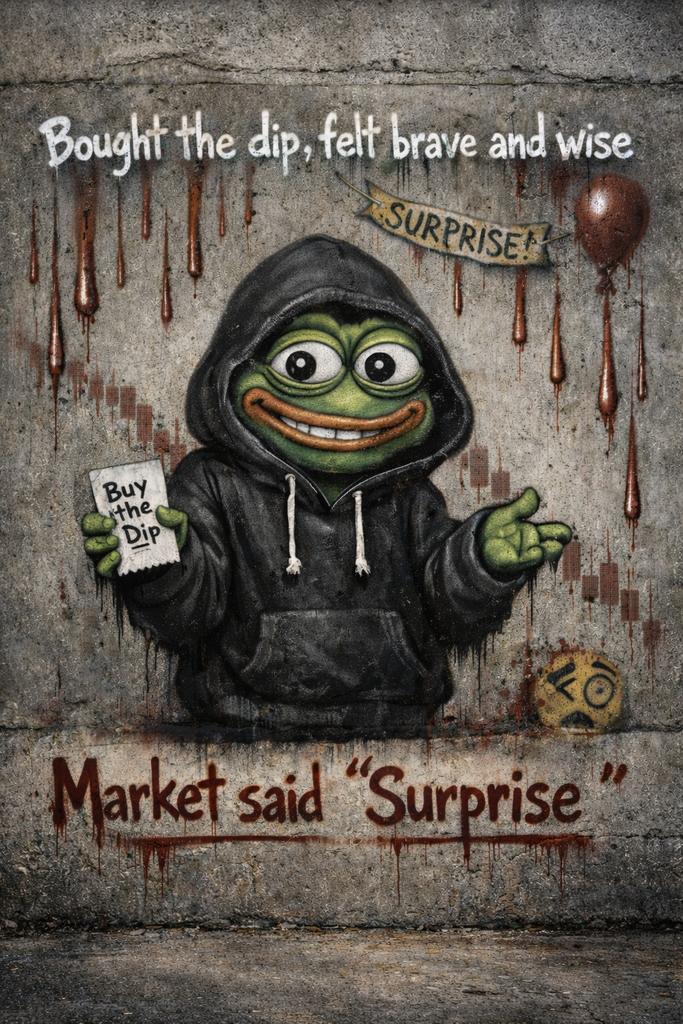 DrMemellionaire's tweet photo. Bought the dip, felt brave and wise.
Market dipped some more “Surprise”

#RealityCheckWednesday #DipSurprise https://t.co/ax6tsyEQRZ