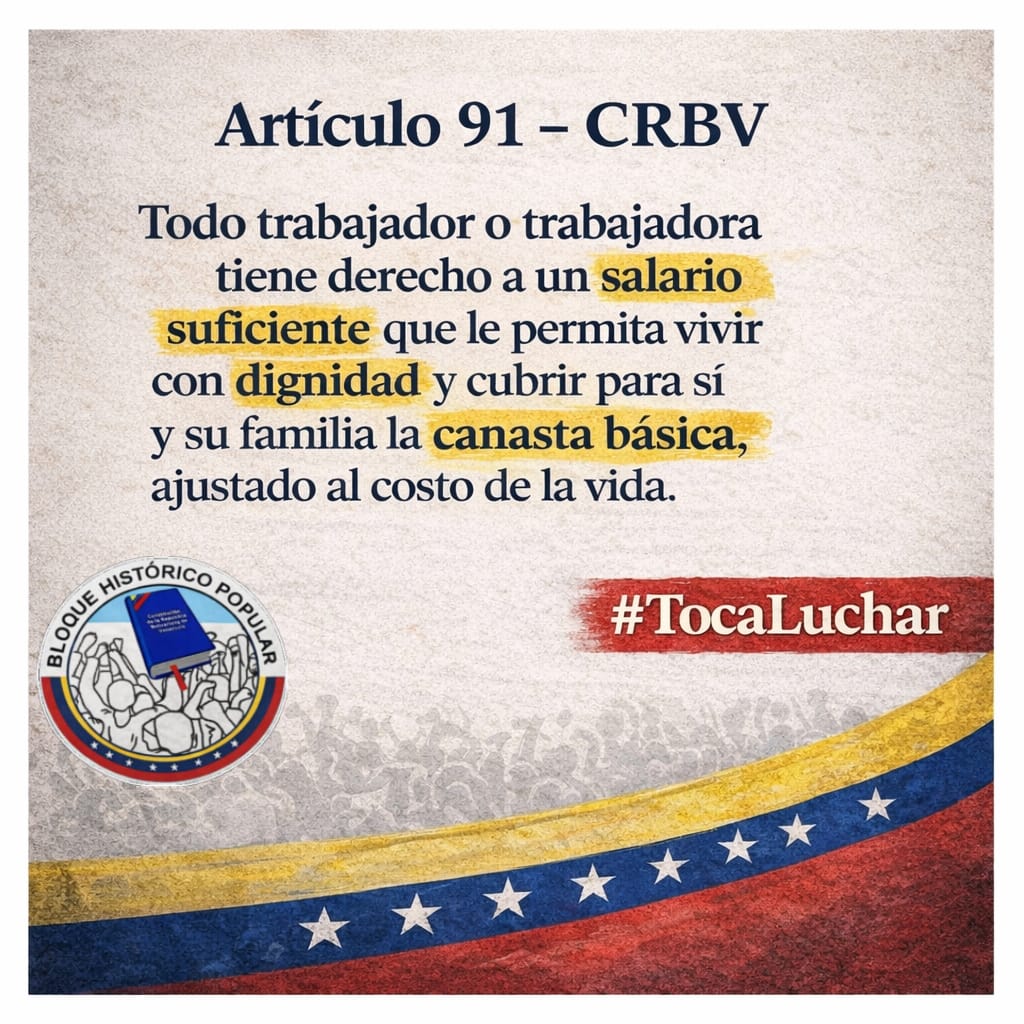 MariaesPueblo's tweet photo. El Artículo 91 de la CRBV no es una consigna: es un mandato constitucional.
Salario suficiente, vida digna y justicia social.

#TocaLuchar https://t.co/NTUGLqanDI