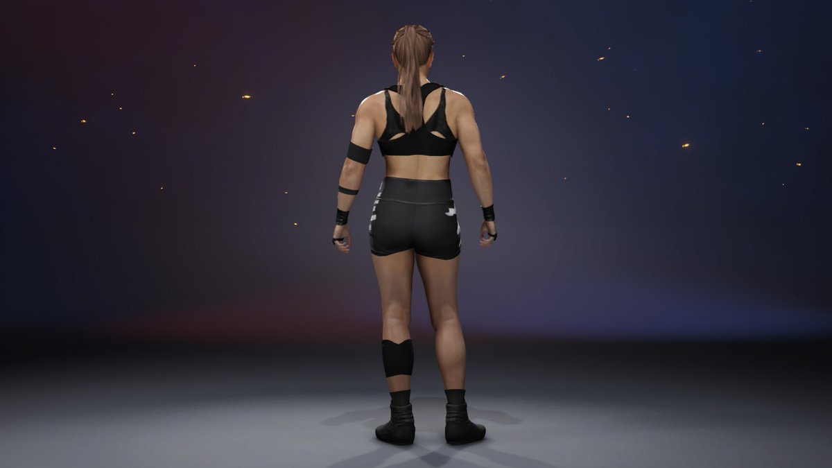 mongdog57's tweet photo. @WRESTHINGS2K This was a Ronda attire I created back in April based off her WM39 attire, not my model, that credit goes to @al_blivion

This was also my first ever attempt of making an attire on any WWE 2K game, think it now has over 350 downloads, haha. And I hope to make more for WWE 2K26 😁 https://t.co/70wWPcmIsF