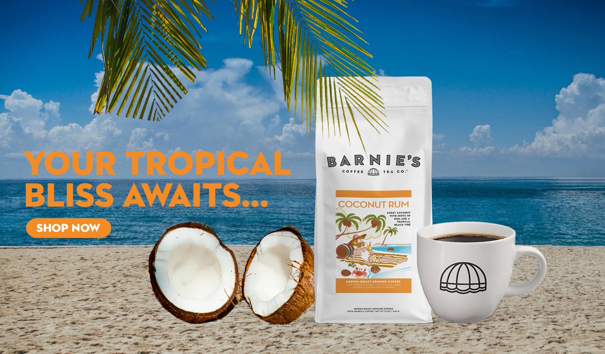 It's still party time for Barnie! ☕️ Introducing Barnie's Coconut Rum Coffee for a limited time, a beach-inspired coffee that perfectly blends the flavors of rich Caribbean rum with our classic Barnie's Blend to bring sweet tropical vibes to your cup! 
barniescoffee.com/collections/co…