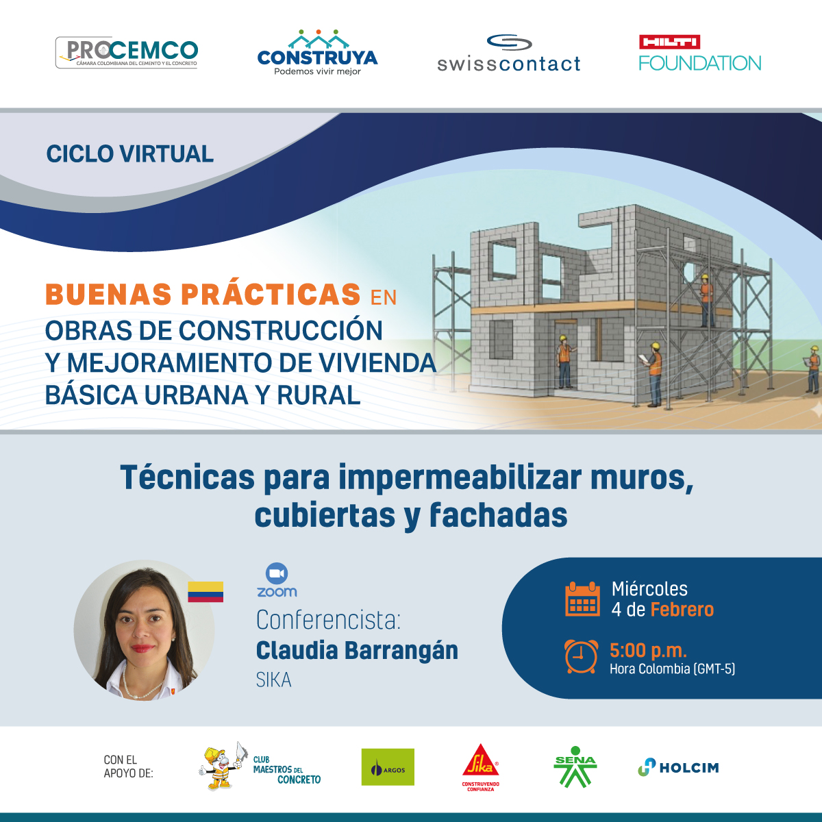 ¡Hoy! Videoconferencia sin costo "Técnicas para impermeabilizar muros, cubiertas y fachadas " 

⏰ Hora: 5:00 p.m. Hora Colombia (-5GMT)
🔗 inscríbete aquí: us02web.zoom.us/webinar/regist…