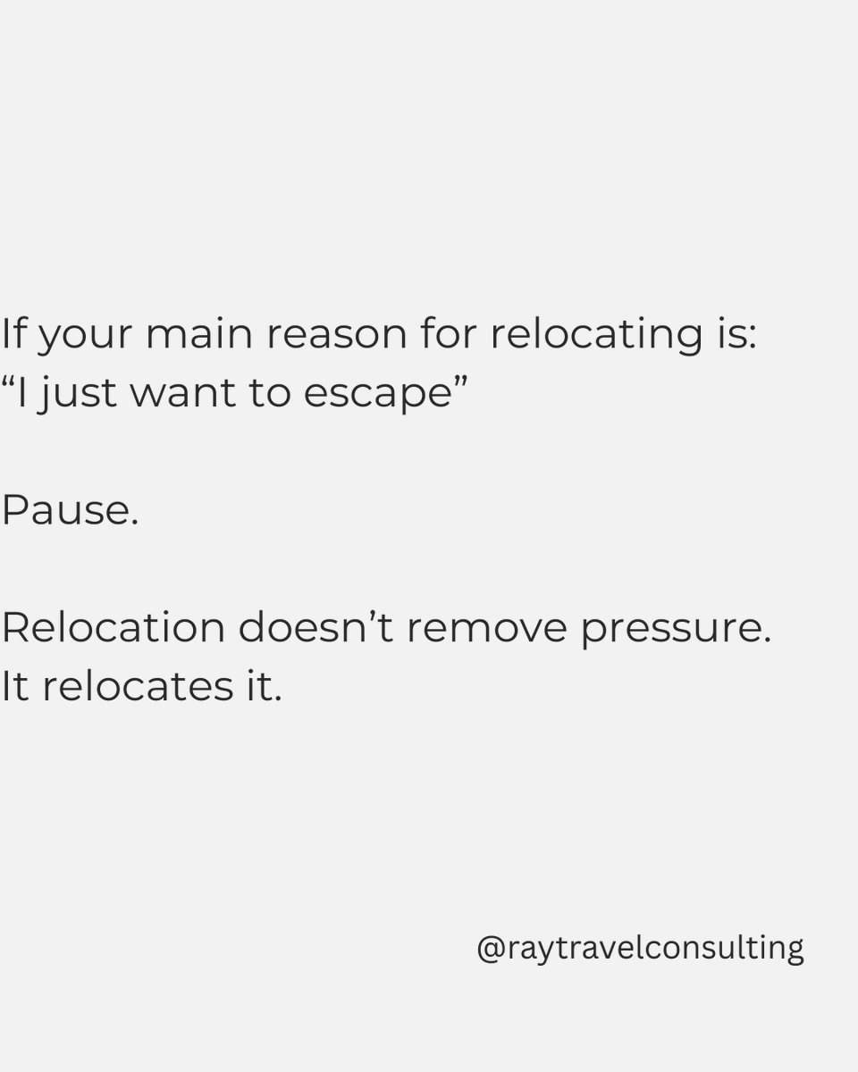 RASHIDATYESUFU1's tweet image. If your main reason for relocating is:

“I just want to escape”

Pause.

Relocation doesn’t remove pressure.

It relocates it.

#Nigeriarelocation #relocationplanning #lifedecisions #relocationmindset #japadecision #relocationclarity #raytravelconsulting #creatorsearchinsight