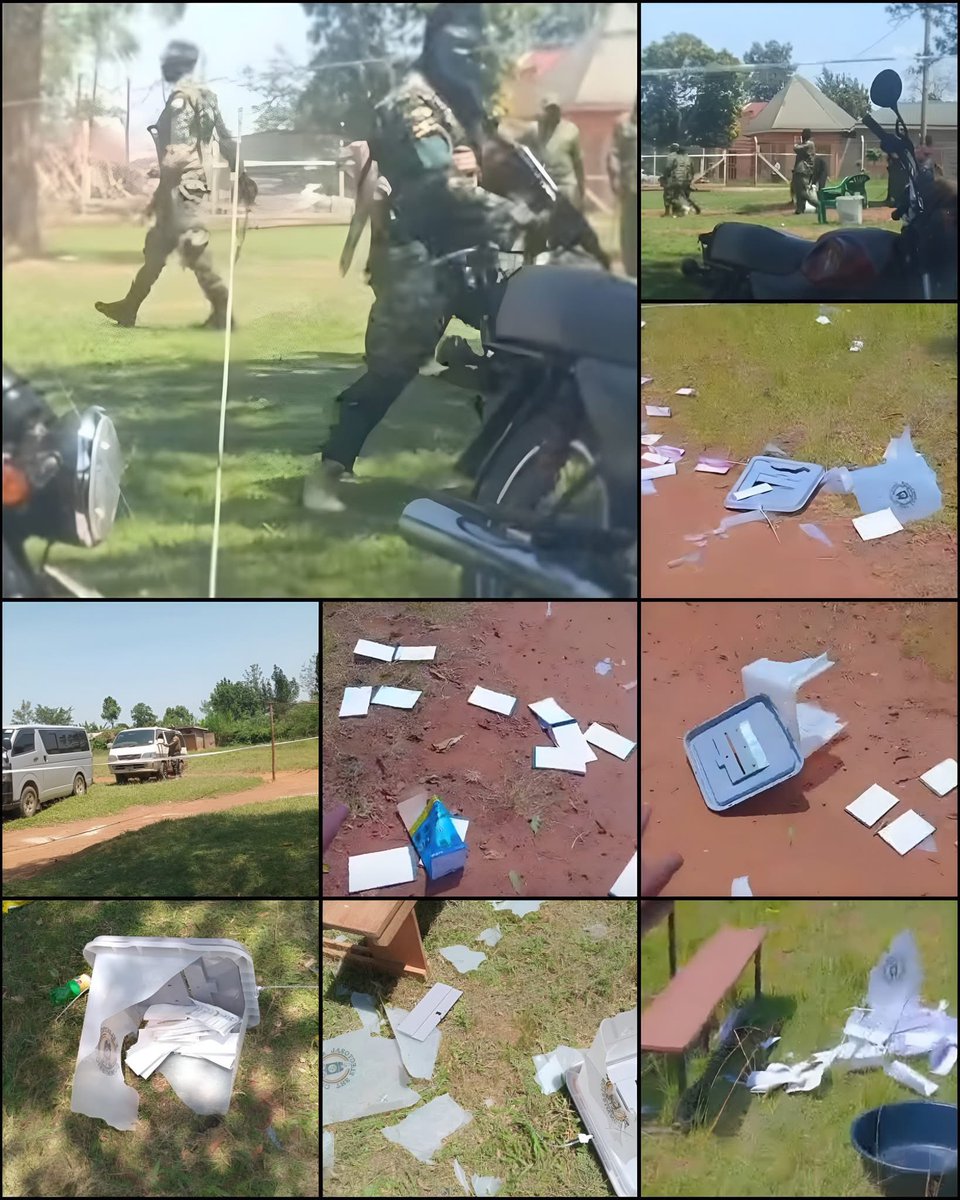 Voting materials were destroyed by voters in Ssembabule after unknown soldiers arrived in two vans at the polling station and began ticking votes and placing them in the ballot boxes.The incident sparked chaos,and asoldier reportedly opened fire on the people who had come to vote