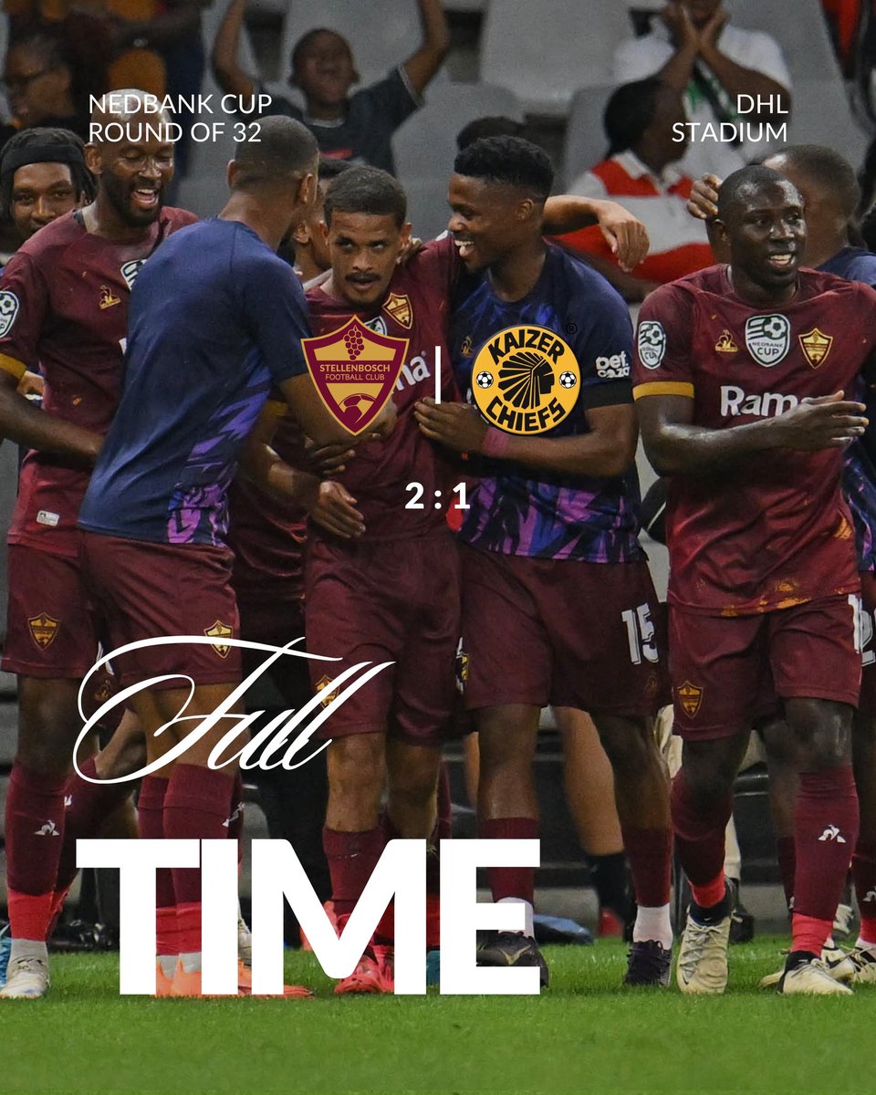We're through to the next round 🤩

Stellenbosch FC 2⃣–1⃣ Kaizer Chiefs

#HeartoftheCape #MoreThanFootball #StellenboschFC 🍇